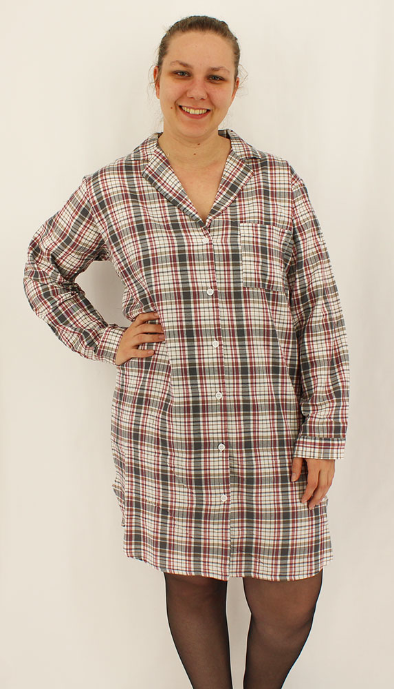 Dame Flannel Pyjamas Skjorte | Crossbow plus size dame bomulds natskjorte | Nattøjs skjorte kvinder stor størrelser | Dame skjorte natkjole kvinder med knapper | Smart kvalitets flannel natskjorte hos Din Lokale Outlet