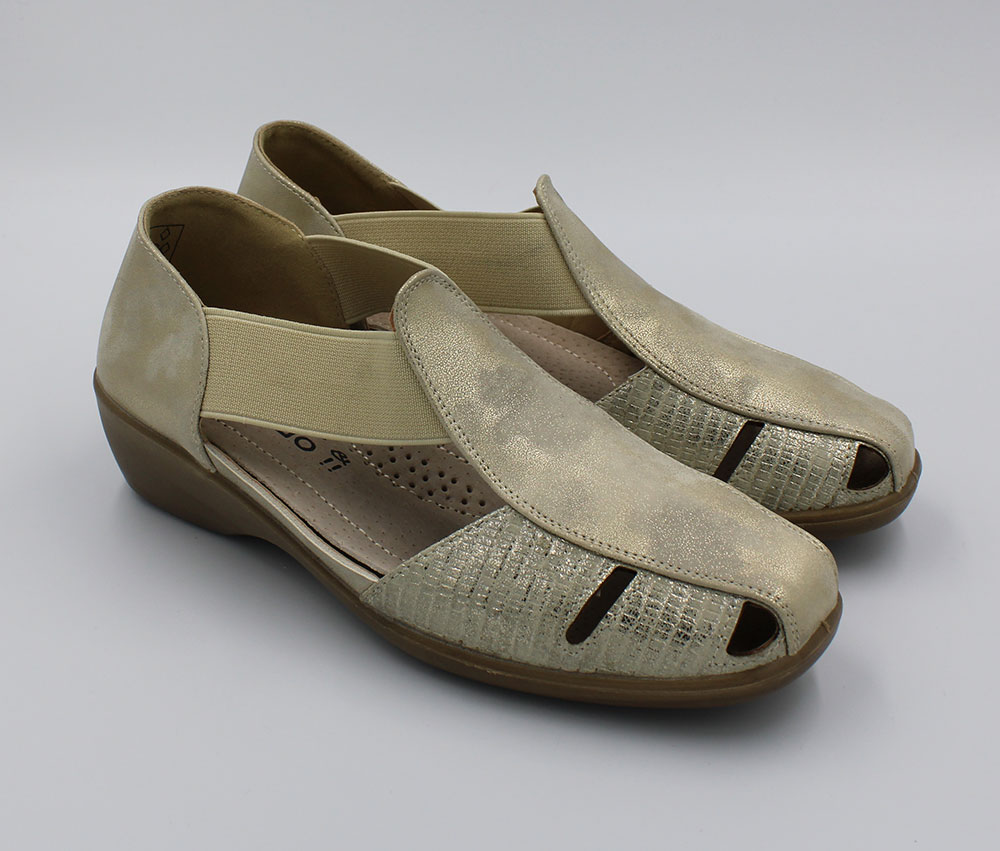 Dame Komfort Sandalsko m/Elastik | Ølholm dame sandaler med guld | Dame sandal med lædersål | Dame | Smart kvalitets dame sandaler hos din lokale outlet