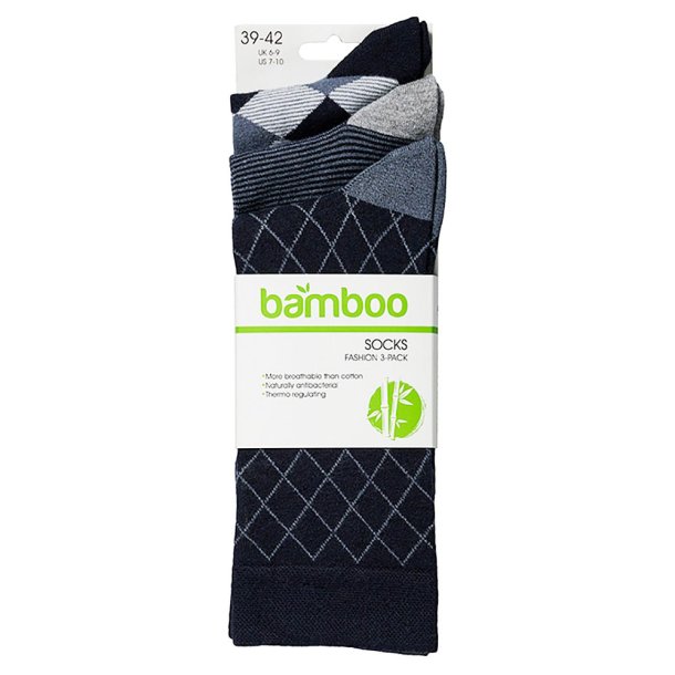 3-Pak Mnstrede Bambus Strmper