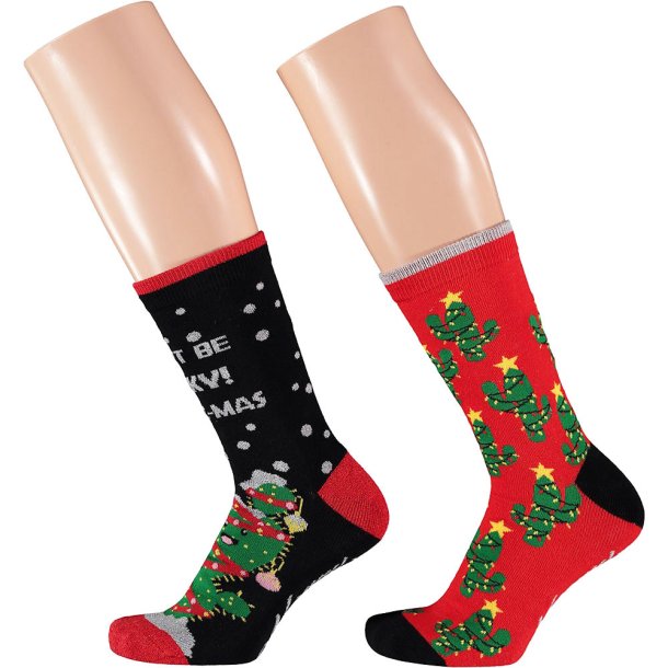 2-Pak Dame Julestrmper Ass. 4