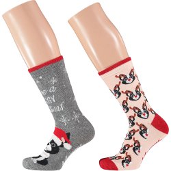 2-Pak Dame Julestrmper Ass. 4