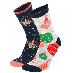 2-Pack Julekugle Dame Strmper Ass. 5