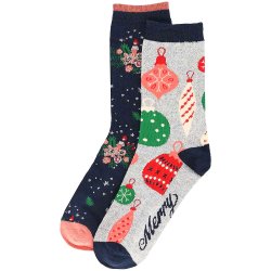 2-Pack Julekugle Dame Strmper Ass. 5