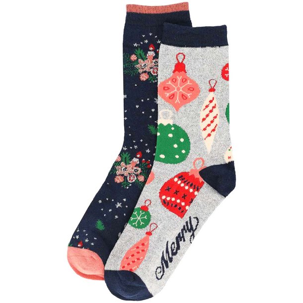 2-Pack Julekugle Dame Strmper Ass. 5