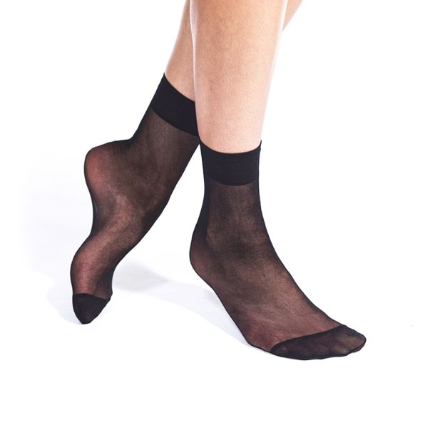 5-Pak Sort Nylon Strmpe