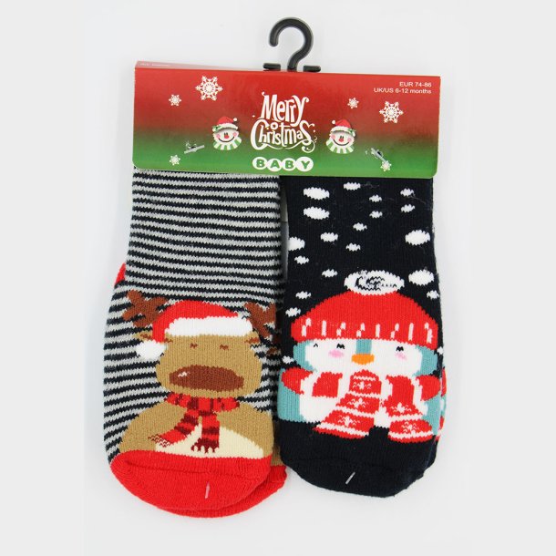 2-Pak Skridsikker Julestrmper Ass-2