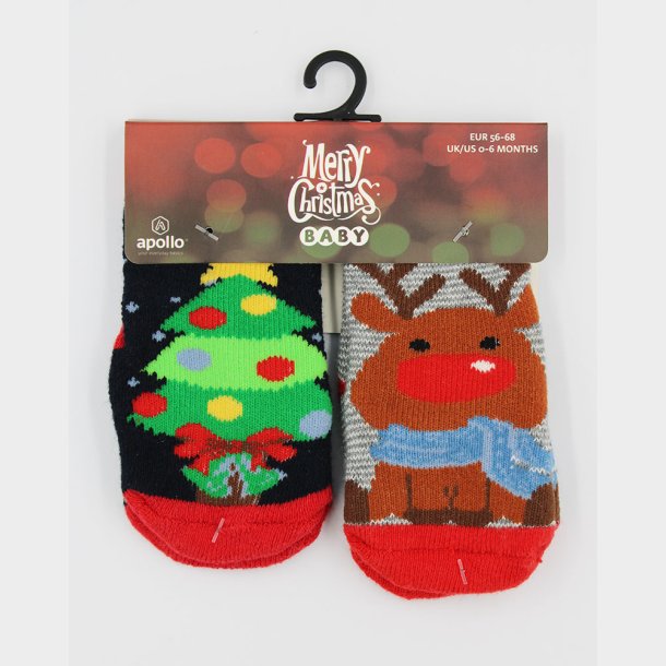 2-Pak Skridsikker Julestrmper Ass-3