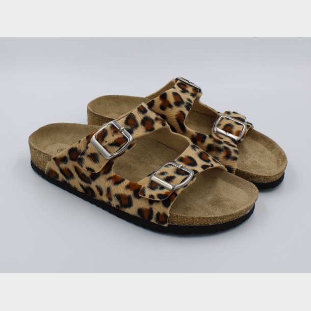 Bio Slenter | Ølholm dame leopard slentersko | Dame sandaler med regulerbare spænder | Dame Leopard sandaler | Smart slenter hos din lokale outlet